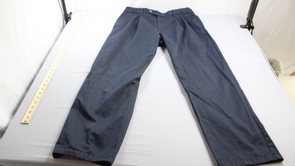 Gary Player Mens 36x30 Pleated Chino Pants Navy Blue Dress 36x32 Classic Fit
